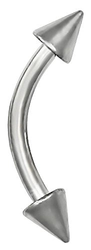 16g Titanium Daith Earring, Eyebrow Ring and Rook Piercing Jewelry, Double Spike Barbell - style: 16g 8mm