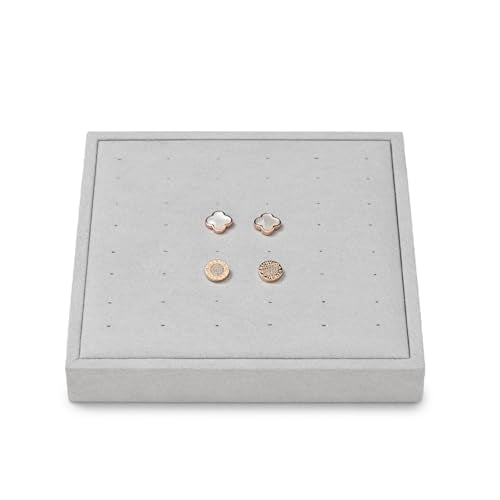 Microfiber Jewelry Stud Earring Tray Display Tray | Earring Display Organizer Tray Gray - size: 5.52" x 5.51" x 0.78"