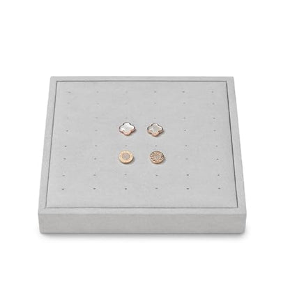 Microfiber Jewelry Stud Earring Tray Display Tray | Earring Display Organizer Tray Gray - size: 5.52" x 5.51" x 0.78"