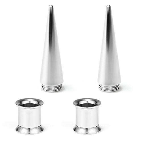 Unisex 2 in 1 Stainless Steel Screw Fit Interchangeable Taper Plug Piercing Ear Tunnel Stretcher Expander 6G 4G 2G 0G 00G Gauge - style: 00G=10mm