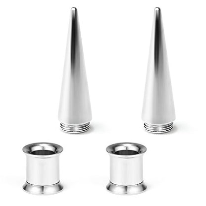 Unisex 2 in 1 Stainless Steel Screw Fit Interchangeable Taper Plug Piercing Ear Tunnel Stretcher Expander 6G 4G 2G 0G 00G Gauge - style: 00G=10mm
