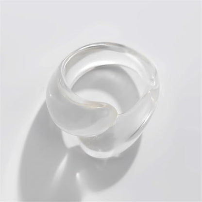 Chunky Resin Twist Stackable Ring for Women,Boho Cute Multicolor Thick Acrylic Statement Ring Trendy Aesthetic Y2k Colorful Knuckle Finger Jewelry - color: White