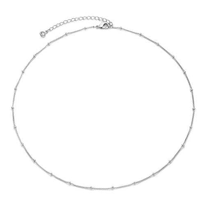 MEVECCO Dainty Choker Necklaces for Women, Beaded and Multi-Row Chains | 14K Gold Plated Brass, Select Silver Plated Brass Options, Polished And Textured Profiles For Everyday Styling - style: Silver Satellite Bead