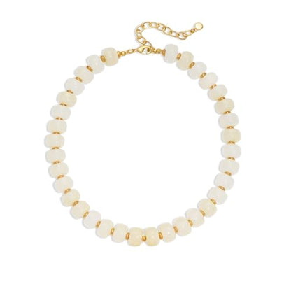 Beaded necklace for Women Boho Bead Gemstone Chunky Necklace Big Bead Necklace Fashion Trendy Summer Necklaces Jewelry Gifts - color: White Beaded