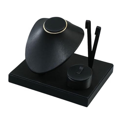 Colaxi Jewelry Display Set Earring Stand Multiple Combination Necklace Bust Holder Showcase for Gift Vanity Bedroom Collection Woman, Black - color: Black