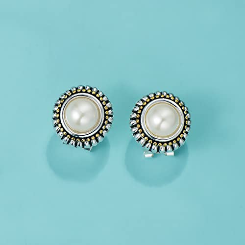 UNY JEWEL Jewelry Make a Statement Two Tone 11mm Imitation Pearl Multi Gold Dots Women French Clip Earring Christmas Gifts - color: Clear