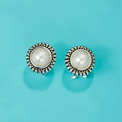 UNY JEWEL Jewelry Make a Statement Two Tone 11mm Imitation Pearl Multi Gold Dots Women French Clip Earring Christmas Gifts - color: Clear