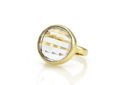 Quartz Ring - Fashion Statement Bezel Ring for Women - Handmade Crystal Ring - Customizable Size Artisan Jewelry with Fancy Box