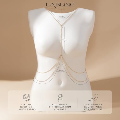 Gold Body Chain for Women | Layered Bikini Belly & Waist Chain Adjustable | Sexy Back Jewelry for Beach Vacation & Parties - color: Style 1