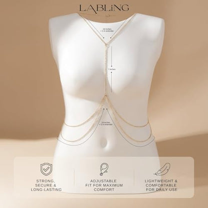 Gold Body Chain for Women | Layered Bikini Belly & Waist Chain Adjustable | Sexy Back Jewelry for Beach Vacation & Parties - color: Style 1