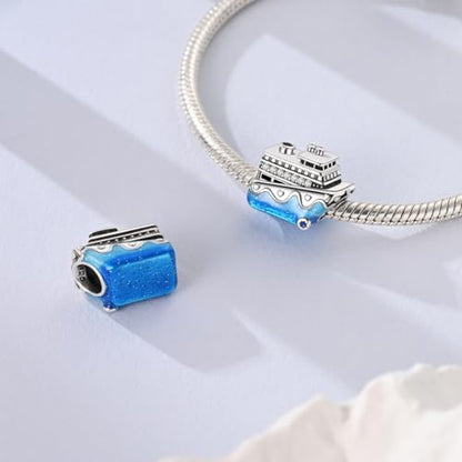 NARMO 925 Sterling Silver Charm Bead for Bracelets Silver Charms for Women - color: Blue Cruise