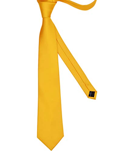 GUSLESON Classic New 3.15"（8cm） Men's Solid Color Necktie Wedding Business Tie + Gift Box - color: Gold