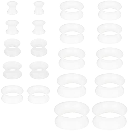 6G-25mm Thin & Thick Silicone Ear Gauges Stretching Kit Flexible Tunnels Plugs for Ear Expander Gauge Earlets Plug Set Gauges Kit - style: Clear-Mix Size-6G-20mm