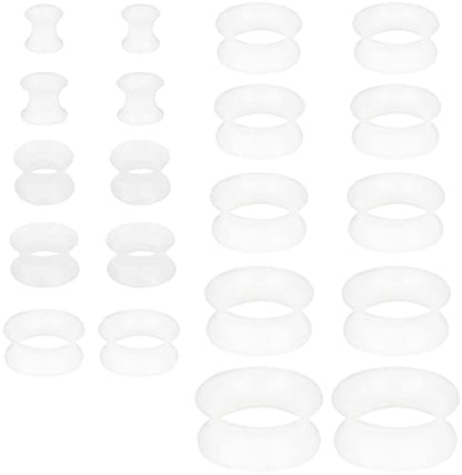 6G-25mm Thin & Thick Silicone Ear Gauges Stretching Kit Flexible Tunnels Plugs for Ear Expander Gauge Earlets Plug Set Gauges Kit - style: Clear-Mix Size-6G-20mm