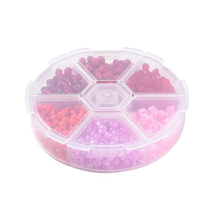 1Box 6/0 Glass Seed Beads 4mm Small Beads Round Loose Spacer Bead for DIY Friendship Bracelet Necklace Earring Summer Jewelry Making Phone Starp Craft Supplies Hole: 1~1.5mm About 600pcs/box Red - color: Red-4mm
