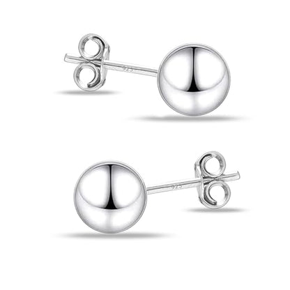 Charmsy 925 Sterling Silver Ball Post Stud Earrings for Women | Round Hammered Lightweight Disco Classic Ball Stud Earring for Women Teen | Sizes 3mm-11mm - style: 5mm-Classic