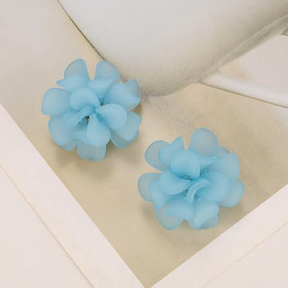 LAXPICOL Fashion Flower Clip On Earrings For Women Cute Lovely Acrylic Flower Earrings No piercing Earrings - color: blue