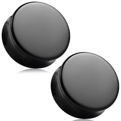 6G-50mm Solid Ear Plugs Tunnels for Women Men Double Flared Saddle Ears Gauge Plug Stretcher Expander Piercing Body Jewelry Black White Clear 1 Pairs - color: Black Tone, size: 00 Gauge(10mm) = 3/8 inch