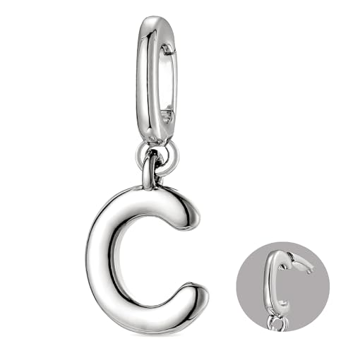 OVRUNS Initial Charm for Women Letter Bracelet Necklace Charms With Clasp | Alloy,nickel,safe for sensitive skin,Pendant with install clasp,fits bracelets with necklaces,great for gift - color: Silver, style: Letter C