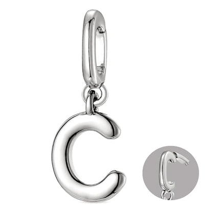 OVRUNS Initial Charm for Women Letter Bracelet Necklace Charms With Clasp | Alloy,nickel,safe for sensitive skin,Pendant with install clasp,fits bracelets with necklaces,great for gift - color: Silver, style: Letter C