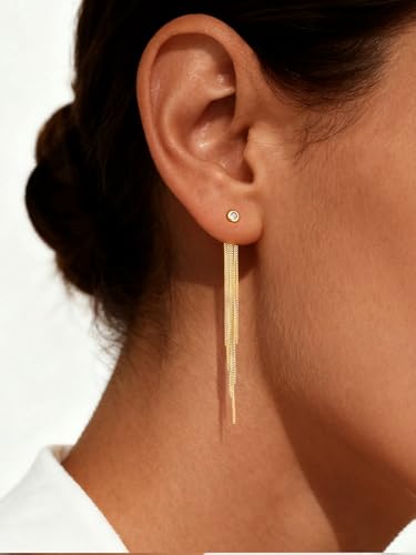 Carffordo 3Pcs Ear Cuffs Non Piercing for Women, Dainty Clip on Earrings | Trendy 14K Gold Plated Ear Cuff with Cubic Zirconia, Fake Piercing Cartilage Earrings, Lightweight Jewelry for Daily Wear - color: Dangle-Gold