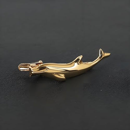 Fun Tie Clip for Men Personalized Tie Bar Fashion Business Tie Clip Men's Jewelry Gifts - style: Gold Dolphin
