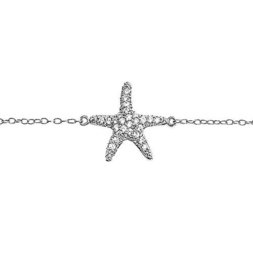 Bling Jewelry Nautical CZ Beach Starfish Anklet Charm Ankle Bracelet .925 Sterling Silver Adjustable
