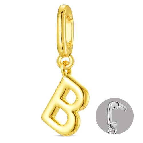 OVRUNS Initial Charm for Women Letter Bracelet Necklace Charms With Clasp | Alloy,nickel,safe for sensitive skin,Pendant with install clasp,fits bracelets with necklaces,great for gift - color: Gold, style: Letter B