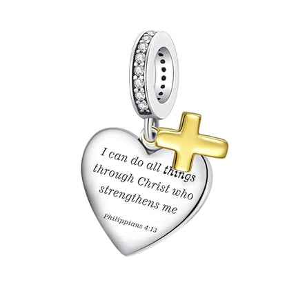 Family Love Mother Daughter Grandma Charm 925 Sterling Silver fits Bracelets Necklace Pendant Bead Charms Jewelry Gift for Women Family Friends - color: Bible Verse Charm