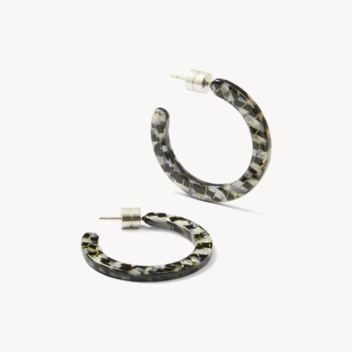 Circle Hoop Earrings Acetate Resin Fashion Jewelry for Women - color: Perle Noir, size: Mini
