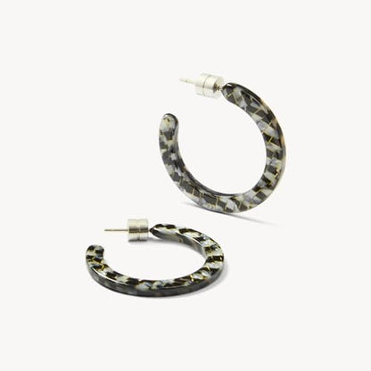 Circle Hoop Earrings Acetate Resin Fashion Jewelry for Women - color: Perle Noir, size: Mini