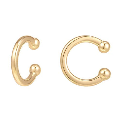 PAVOI 14K Gold Plated 925 Sterling Silver Round Huggie Ear Cuff Earrings for Women | Clip On Cartilage Cuff Earrings - style: Plain