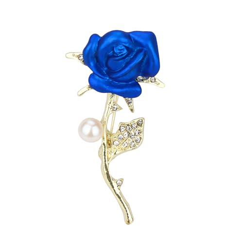 Brooch Pin for Women Rhinestone Peacock Crystal Delicate Animal Brooch Lapel Pins Girls Fashion Jewelry Gift for Christmas Brooch Birthday Jewelry Gift - style: Blue Rose