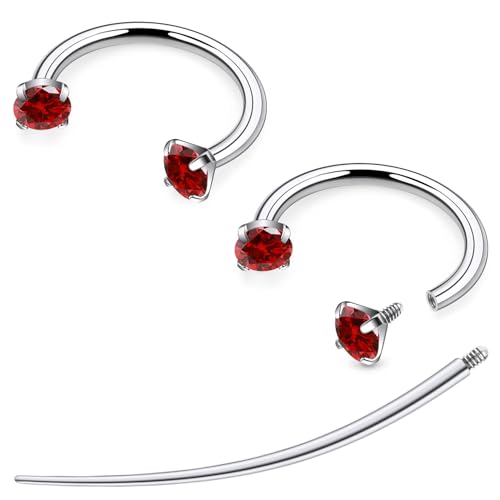 F136 Titanium 20/18/16/14g Horseshoe Nose Septum Lip Ear Rings Piercings 8/10/12mm Cartilage Helix Daith Earrings Jewelry for Women Men - color: Red, size: 18g*5/16in(8mm)