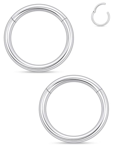 20G 18G 16G 14G 12G 10G 8G 6G 4G 2G Nose Rings Hoops Astm F136 Titanium Clicker Septum Lip Ring Tragus Helix Daith Rook Conch Snug Cartilage Lobe Earrings Hoop Piercing Jewelry For Women Men - size: 14G-12MM