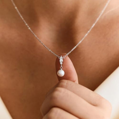 Amicon Pearl Necklaces for Women – 14K Gold Plated Freshwater Pearl Dainty Choker Hypoallergenic Pearl Necklace Wedding Birthday Gift for Women - style: Pearl Pendant-02-SL