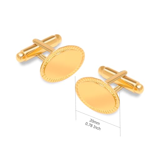 LeCalla 925 Sterling Silver Men's Cufflink | Silver Cufflinks For Men Jewelry | 14K Gold-Plated Cufflinks Business Wedding Shirt Accessories Gift for Son, Father, Husband - style: 14K Oval Shaped
