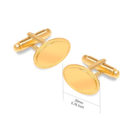 LeCalla 925 Sterling Silver Men's Cufflink | Silver Cufflinks For Men Jewelry | 14K Gold-Plated Cufflinks Business Wedding Shirt Accessories Gift for Son, Father, Husband - style: 14K Oval Shaped