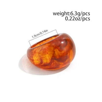 Chunky Transparent Acrylic Ring for Women Candy Color Knuckle Finger Rings Resin Plastic Wide Rings Trendy Y2k Statement Ring Charm Geometric Jewelry Present for Women - color: Brown