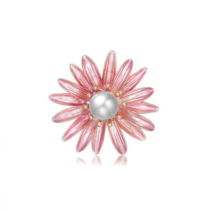 Rhinestone Flower Pin Camellia Drop Oil Brooch Big Large Rose Bouquet Brooch Pin Pearl Daisy Peony Brooch Lapel Pins Elegant Clothing Hat Bag Skirt Accessories for Women - color: Daisy