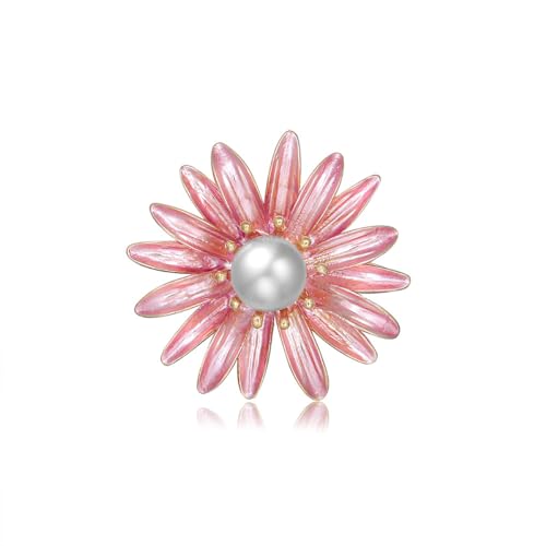 Rhinestone Flower Pin Camellia Drop Oil Brooch Big Large Rose Bouquet Brooch Pin Pearl Daisy Peony Brooch Lapel Pins Elegant Clothing Hat Bag Skirt Accessories for Women - color: Daisy