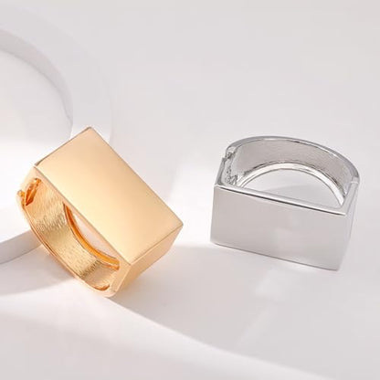 YBMYCM Wide Cuff Chunky Gold-Plated Open Bangle Bracelets for Women | Wrist gold Cuff Bracelets for Women as Gifts - color: G-gold