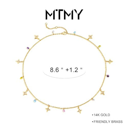 Gold Anklets for Women 14K Gold Plated Tiny Bead Anklet Colorful Tassel Foot Chain Dainty Adjustable Cute Summer Beach Boho Anklets Jewelry Gift - color: colorful star tassel