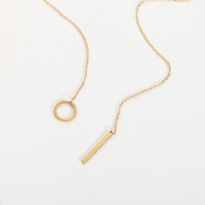 Slip Chain Lariat Necklace for Women Circle Bar Y Shaped Drop Pendant | Long Necklaces for Women Trendy Jewelry