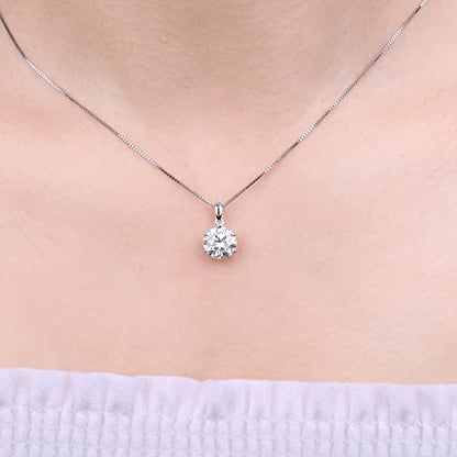 JewelryPalace Round 1ct 2ct 3ct Cubic Zirconia Solitaire Pendant Necklace for Women, 925 Sterling Silver 14k White Gold Plated Necklaces for Her, Classic Simulated Diamond Jewelry Set, 18 Inches chain - color: G-3ct-CZ-Sterling Silver