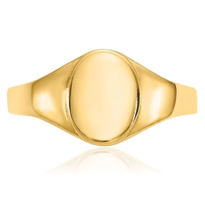 IceCarats 14K Solid Yellow Gold Oval Custom Engraved Signet Ring