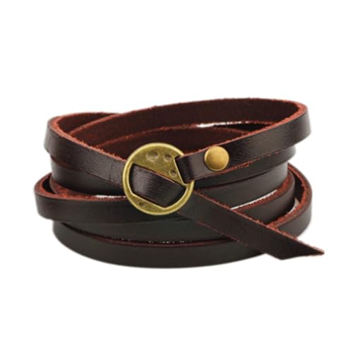 Leather Wrap Bracelet for Women Men Multilayer Cuff Bracelets Adjustable Vintage Thin Wristbands Punk Stylish Bracelets Jewelry for Birthday Graduation Christmas Gifts - color: Brown