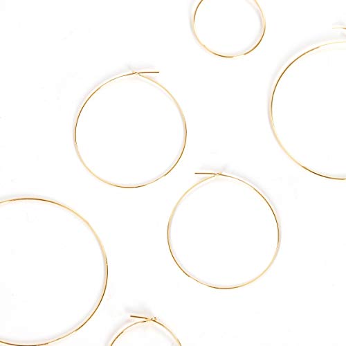 Thin Hoop Earrings for Women - Lightweight Wire Threader Loop Drop Dangles | Plated in 18K Gold or 925 Sterling Silver, Hypoallergenic and Safe for Sensitive Ears - color: 18K Gold Plated - 1.5" inch