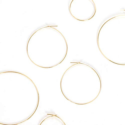 Thin Hoop Earrings for Women - Lightweight Wire Threader Loop Drop Dangles | Plated in 18K Gold or 925 Sterling Silver, Hypoallergenic and Safe for Sensitive Ears - color: 18K Gold Plated - 1.5" inch