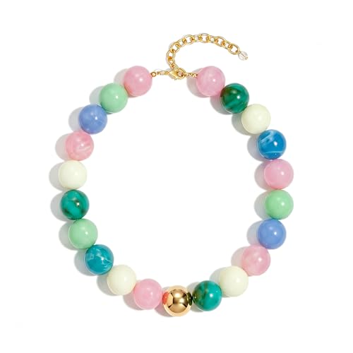 Chunky Beaded Necklaces for Women Statement Necklace | Bold Chunky Choker, Large Resin Beads, Adjustable Necklace, Boho Trendy Summer Beach Holiday Jewelry - color: Colorful-01